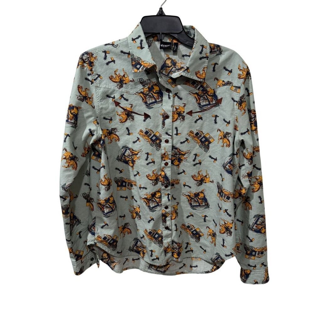 Cruel Denim Womens Long Sleeve Western Shirt With Rodeo Graphic Print Button-Dow